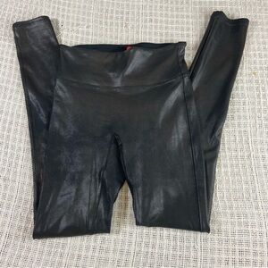 SPANX Black Shiny Coated Leggings Pants XSmall XS Moto